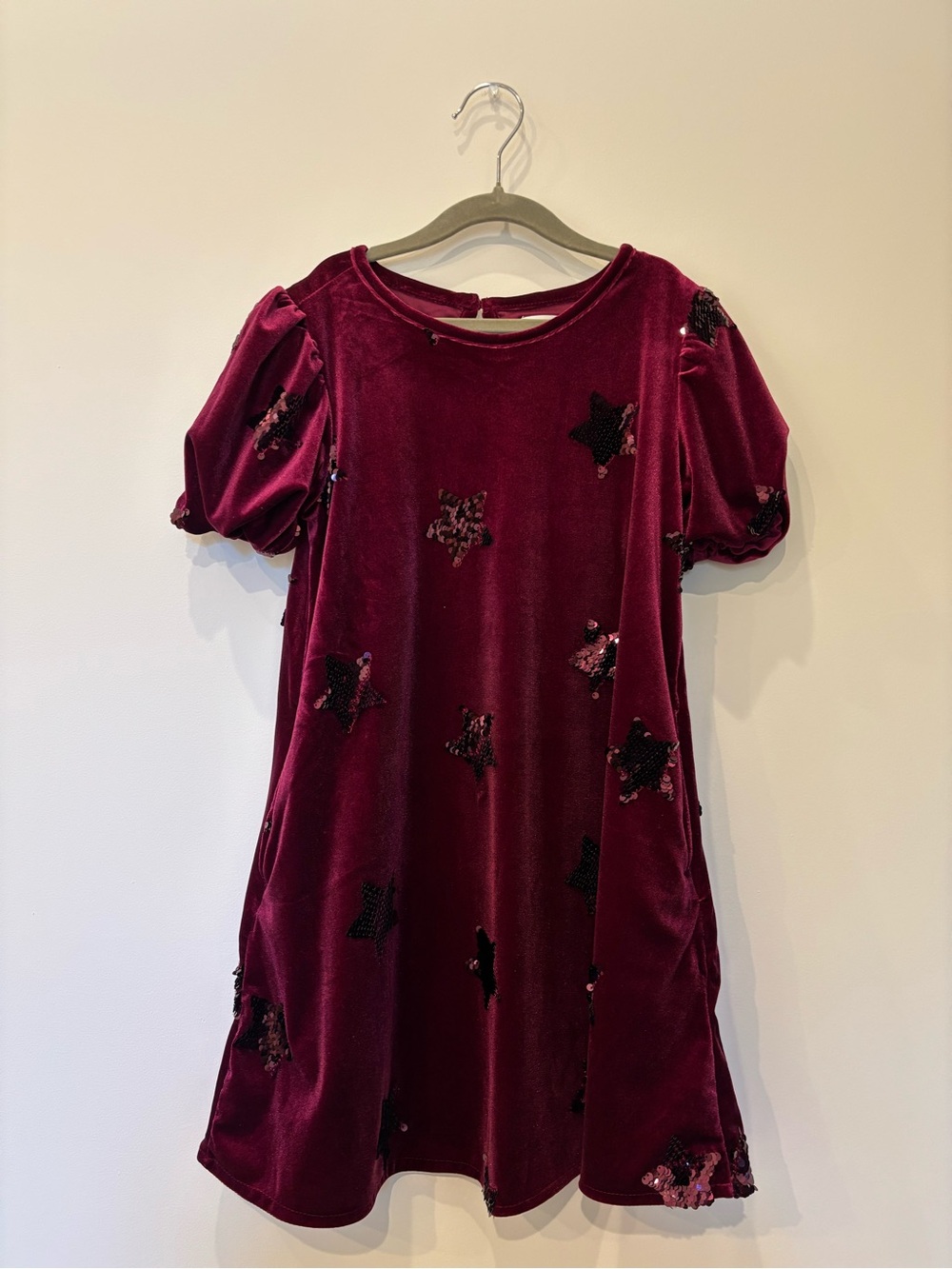 Cat & Jack Girls' Velvet Star Sequin Dress - Burgundy
